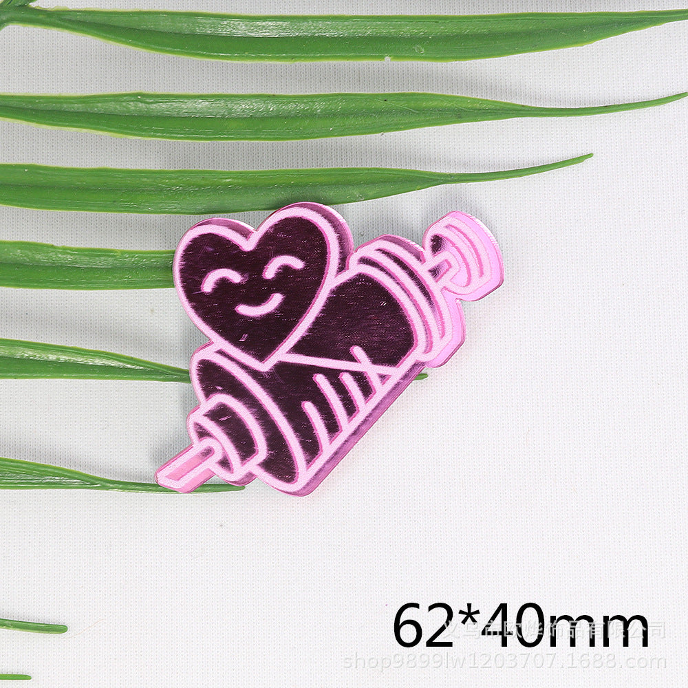 Wholesale 10pcs Powder Blue Double Mirror Acrylic Skull Organ DIY Patch Accessories
